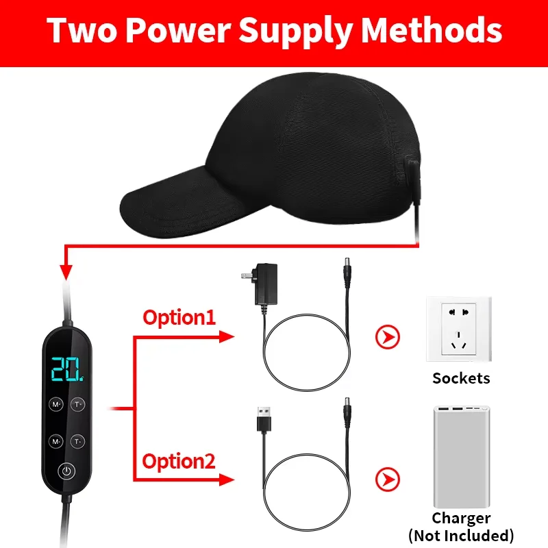 (preto) Boné De Led Infravermelho 660 850nm Para Crescimento Capilar