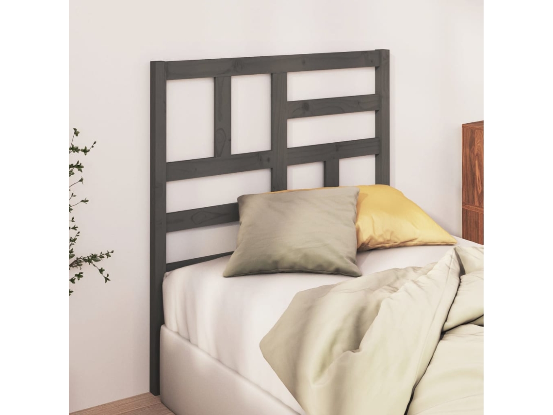 Vidaxl Cabeceira De Cama 106x4x104 Cm Pinho Maciço Cinzento