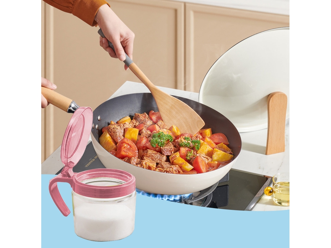 Frasco De Vidro Para Temperos E Condimentos - Recipiente Para Sal E Msg Para Bancada De Cozinha