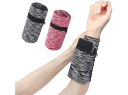 2 Pulseiras Esportivas (listras Pretas E Vermelhas) 10*15cm