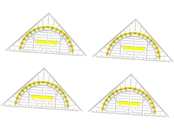 Conjunto de Transferência Nuobesty com 4 Peças, Quadrado com Cabo Transparente, Ferramenta para Desenho Geométrico e Matemático