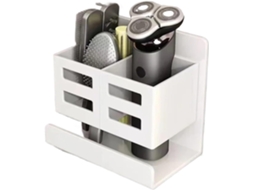Suporte Multifuncional Para Escova De Dentes Banheiro, Com Tubo Organizador, Para Uso Na Parede Branco