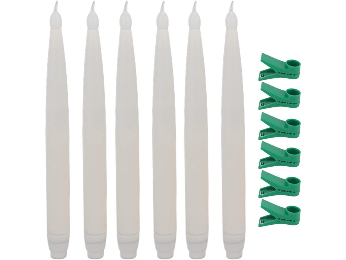 Conjunto De 6 Velas De Natal Led, Alimentadas Por Bateria, Luz Quente, Seguras, Ecológicas, Com Clip Gokoco