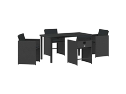 Conjunto de Jantar para Jardim 5 Pcs Preto Vime Pe MAISON EXCLUSIVE