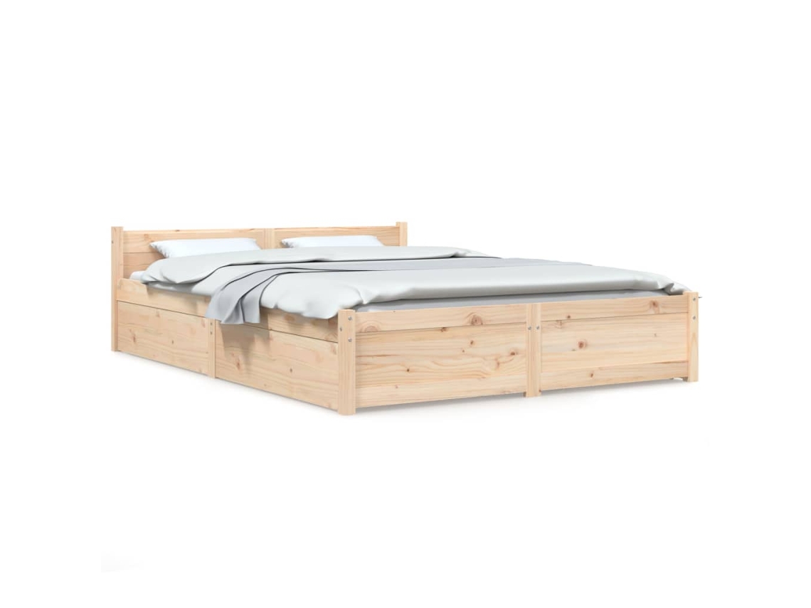 Estrutura De Cama Vidaxl Marrom Madeira (205.5x155.5x51 Cm)