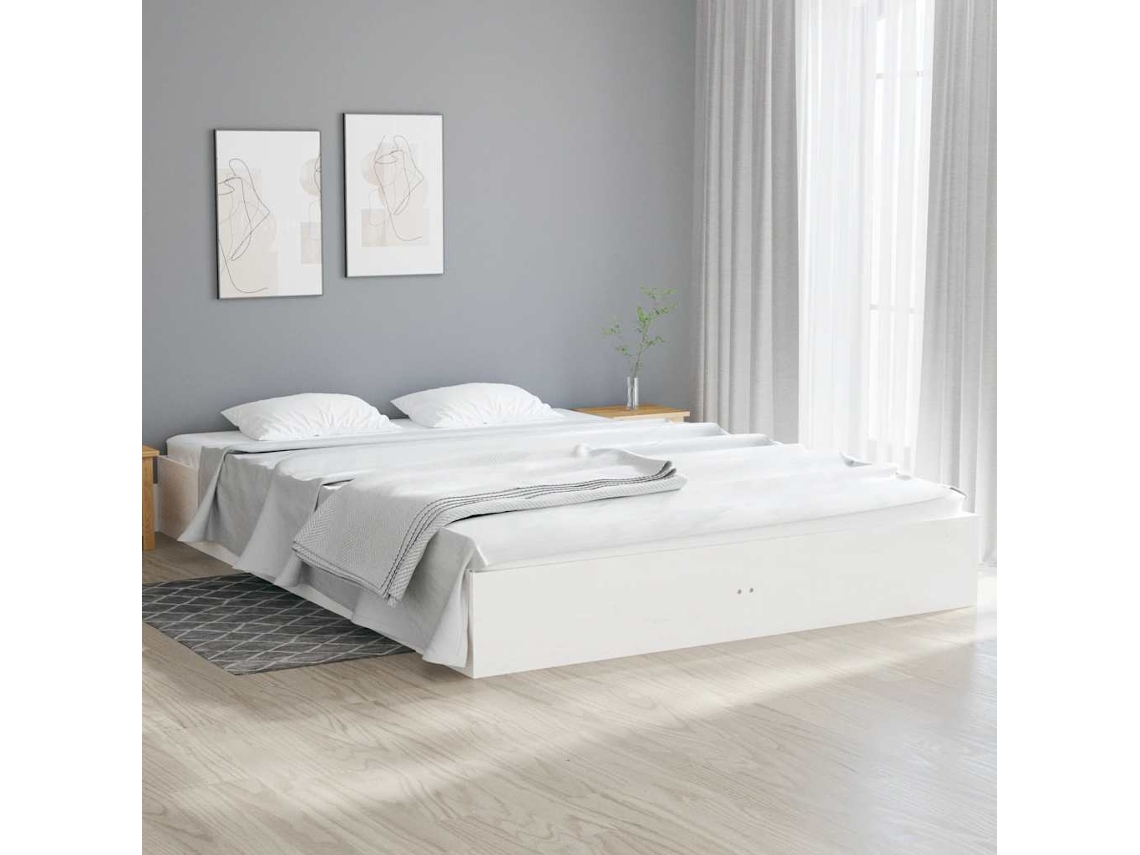 Vidaxl Estrutura De Cama 200x200 Cm Madeira Maciça Branco