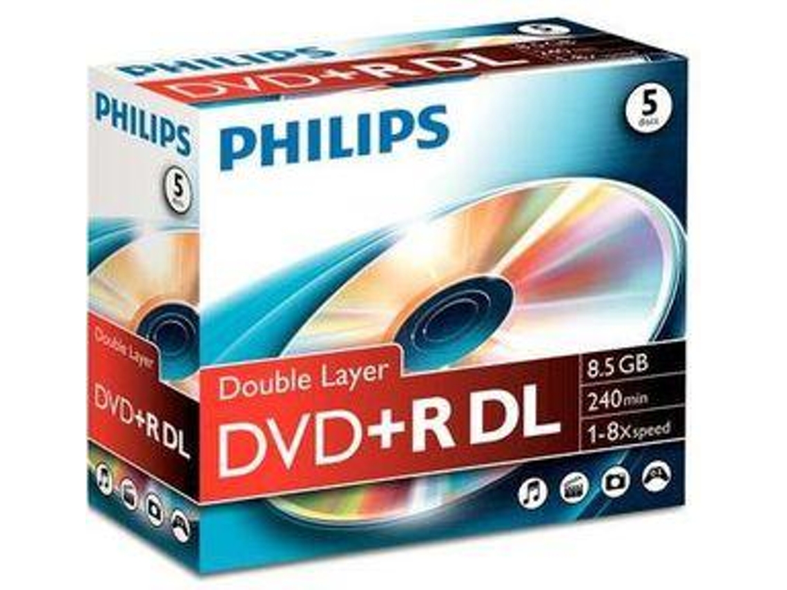 Philips 8710895992114 Dvds Virgem 8.5 Gb Dvd+R Dl 5 Unidades Worten.pt