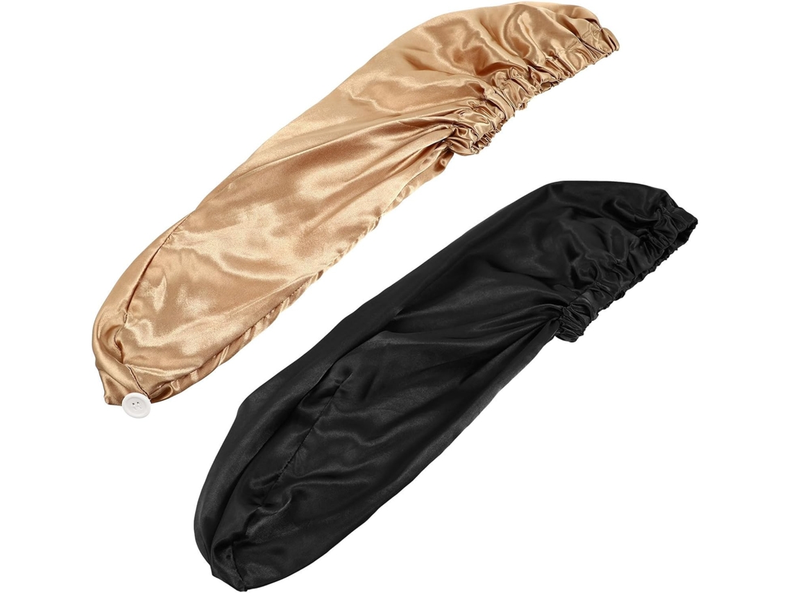 Conjunto De Touca De Dormir Longa De Cetim De 2 Peças Com Fivela