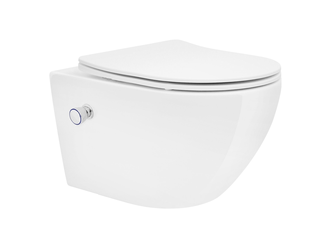 Sanita Suspensa Sem Aro Nano-Revestimento Branco Comprido para Casa de Banho LUXEBATH