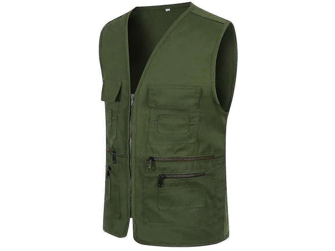 Colete Sem Mangas Com Múltiplas Bolsas Para Homem Pesca Caça Trekking Outdoor Gilet Jaqueta Verde Militar
