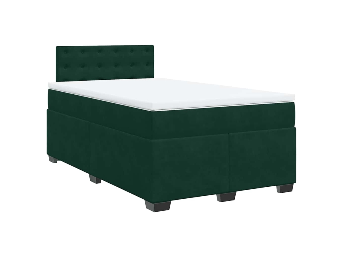 Cama Boxspring com Colchão 120x190 cm Veludo Verde Escuro MAISON EXCLUSIVE