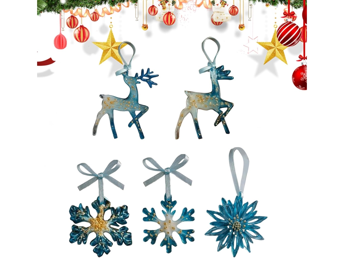 Decorações De Para Árvore Enfeites Natalinos Em Acrílico 2d Com Flocos De Neve E Renas, Para Gokoco