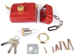 Fechadura De Segurança Reforçada Com Chaves Para Porta Da Frente, Fechadura Com Trinco De Segurança Noturno Vermelho E