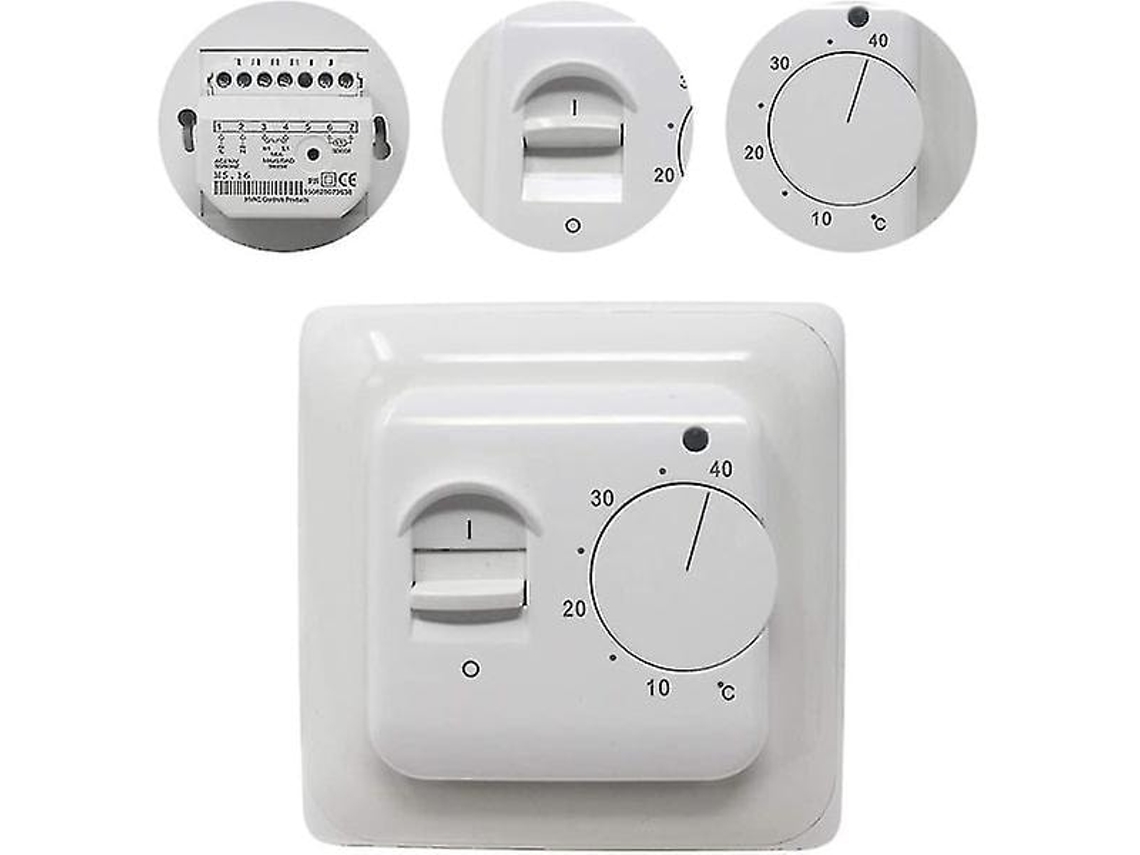 Termostato Manual Elétrico Para Aquecimento De Piso Radiante Com Sensor Ac 220v 16a, Regulador Mecânico De Termostato Para Aquecimento Piso Radiante