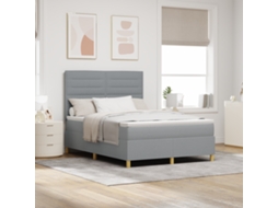 Cama Box Spring Com Colchão Cinza Claro 140x200 Cm Tecido