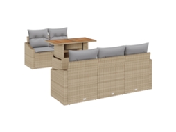 Conjunto 6 Conjunto De Móveis De Jardim Vidaxl Bege Vime Pe (100 X 55 X 73 Cm)