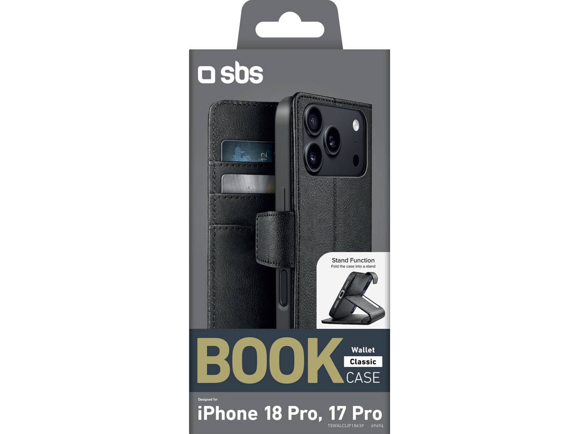 Capa SBS Book Classic iPhone 18 Pro/ iPhone 17 Pro (Preto)