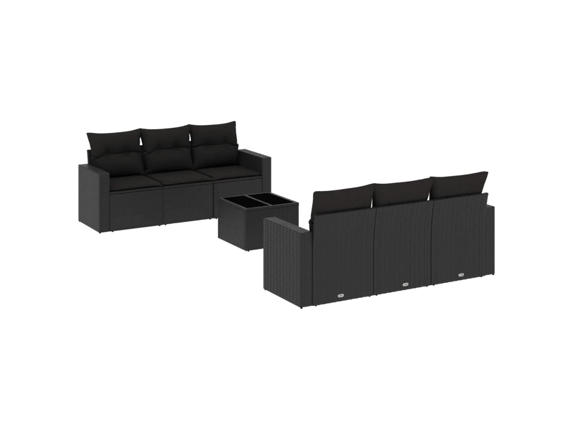 Maison Exclusive - 7 Pcs Conjunto De Sofás P/ Jardim C/ Almofadões Vime Pe Preto