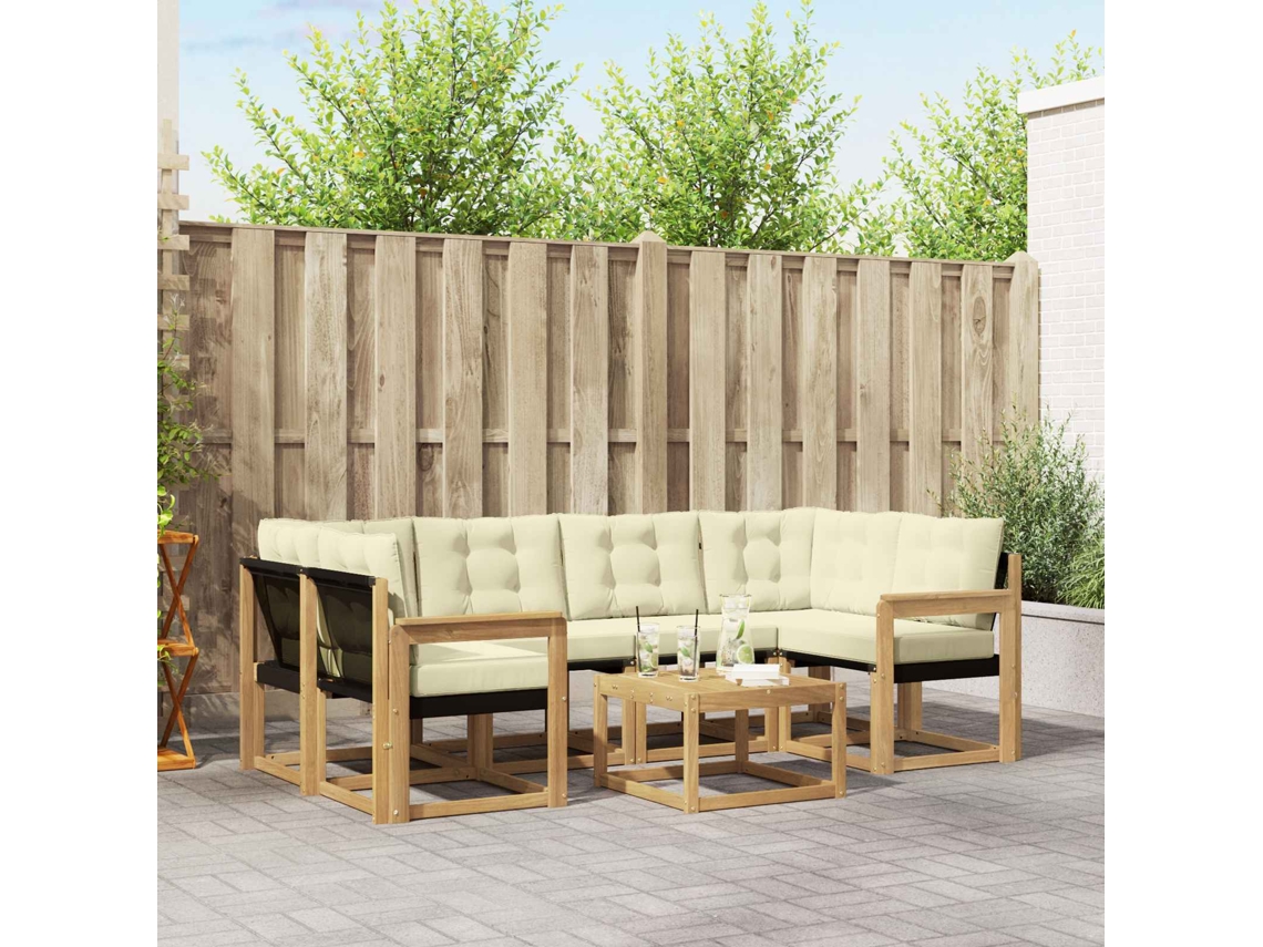 Vidaxl Conjunto De Sofás Para Exterior 7 Pcs Branco E Creme