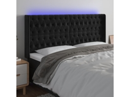 Vidaxl Cabeceira De Cama C/ Luzes Led Veludo 203x16x118/128 Cm Preto
