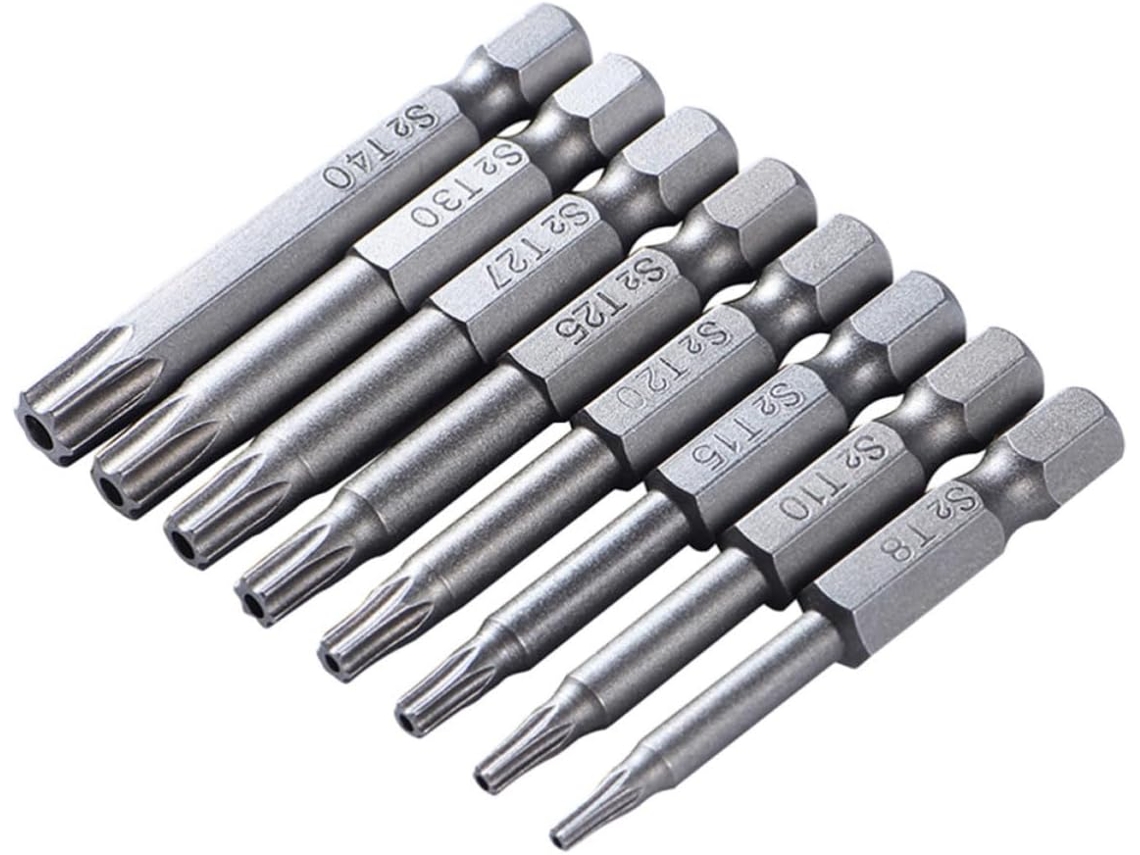 Conjunto De 8 Pontas De Chave De Fenda Estrela De 50 Mm Em Aço Liga Cromo-vanádio.