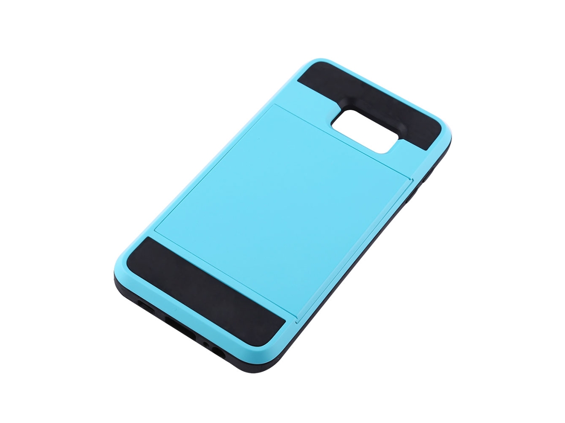 Capa protetora EOOCOO para Samsung S6 Edge Plus com slot para cartão e deslizante, azul claro
