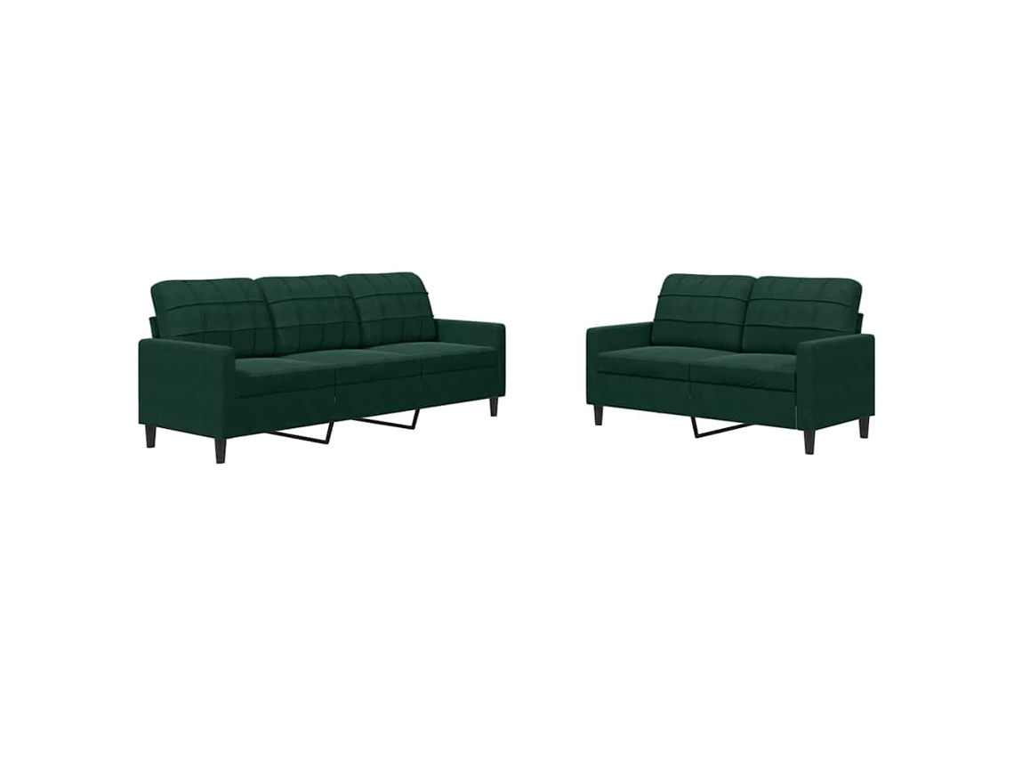 Maison Exclusive - 2 Pcs Conjunto De Sofás Com Almofadões Veludo Verde-escuro