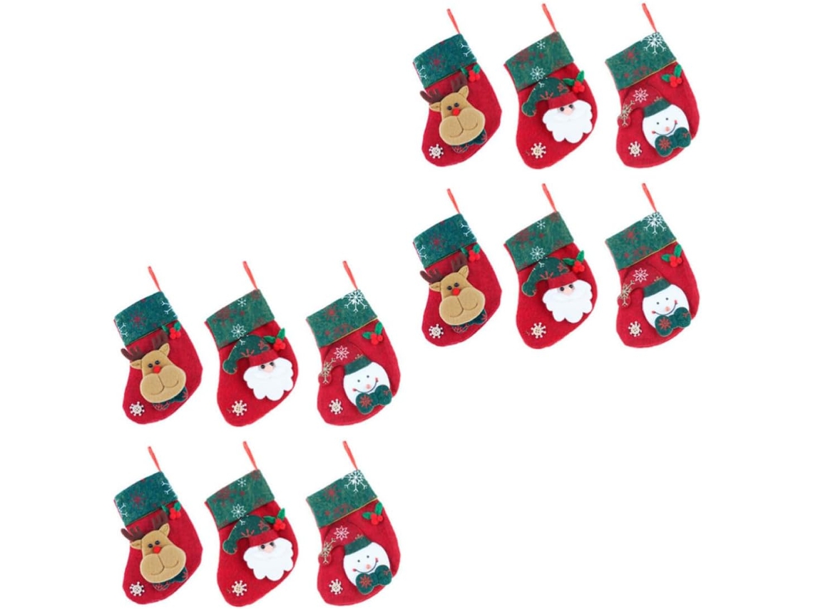 Meia De Natal Com 12 Doces, Enfeite Verde Para Pendurar