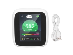 Lurelia Medidor De Qualidade Do Ar Co2, Temperatura/humidade, Sensor Ndir, Com Visor Lcd, Bateria 1600 Mah Usb