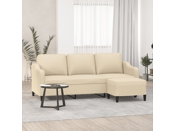 Vidaxl Sofá De 3 Lugares Com Apoio De Pés 180 Cm Tecido Cor Creme