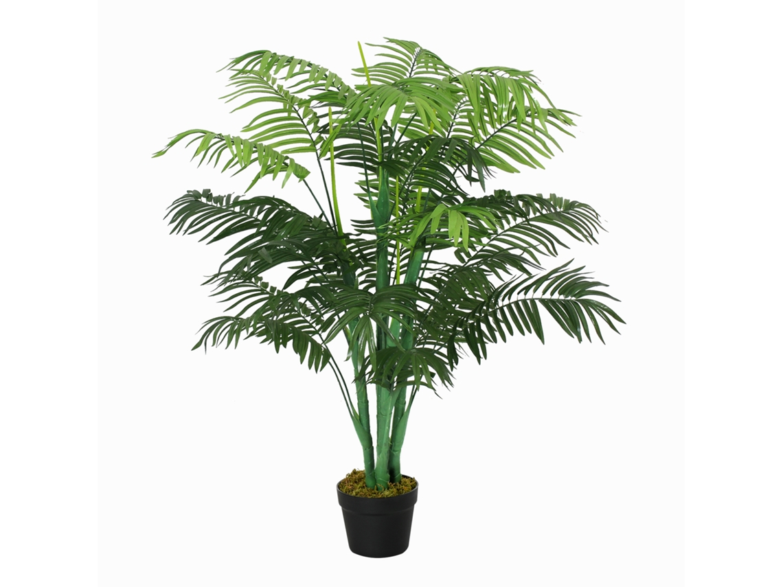 Palmeira Artificial 125cm Planta Falsa com 18 Folhas em Vaso Decoração Sala Varanda BTFORUS