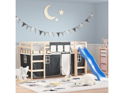 Vidaxl Cortinas Para Cama Elevada Poliéster Branco E Preto