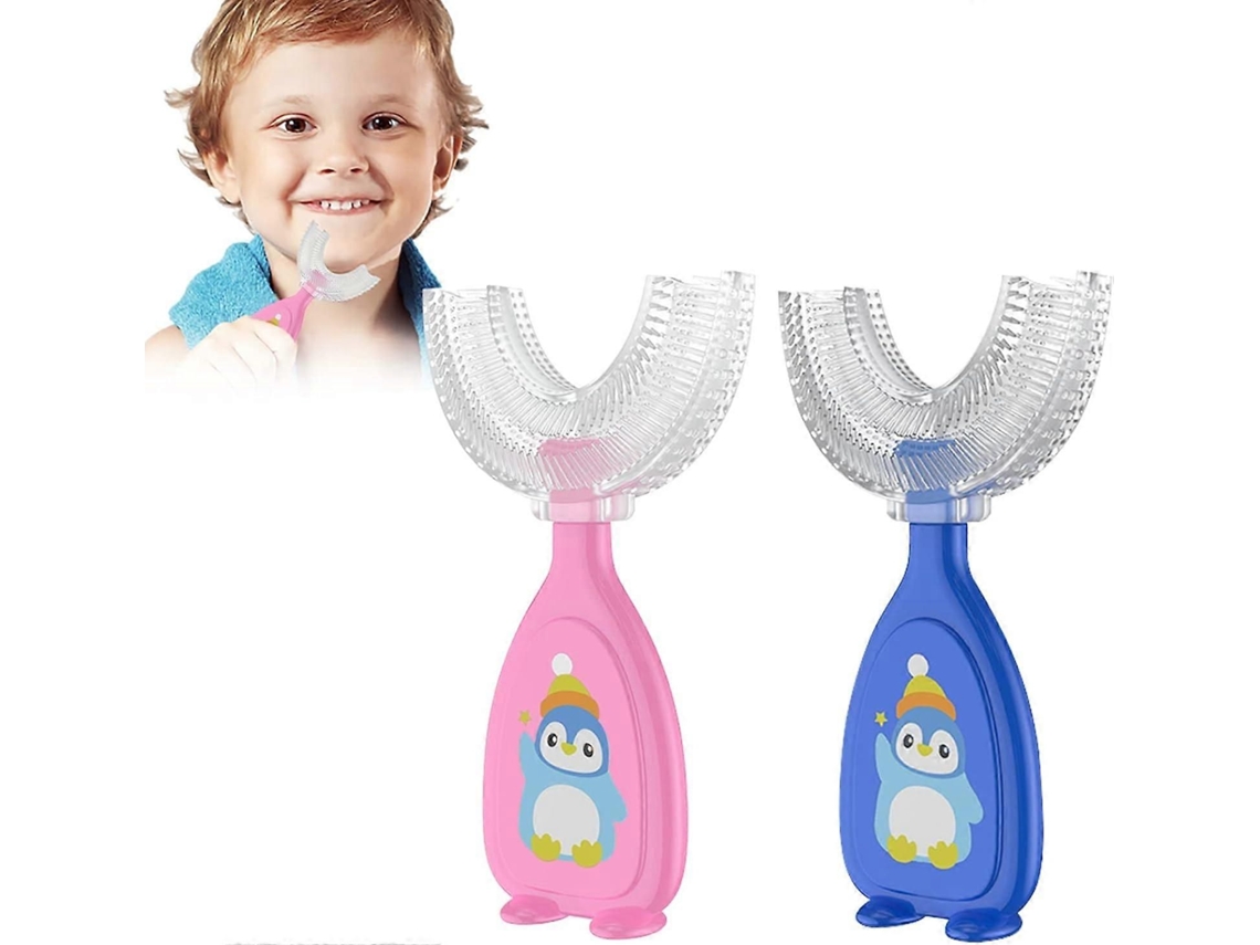 Escova de Dentes Infantil em Formato U com Cerdas Silicone, para Crianças, Bebês, Massageia as Gengi GOKOCO