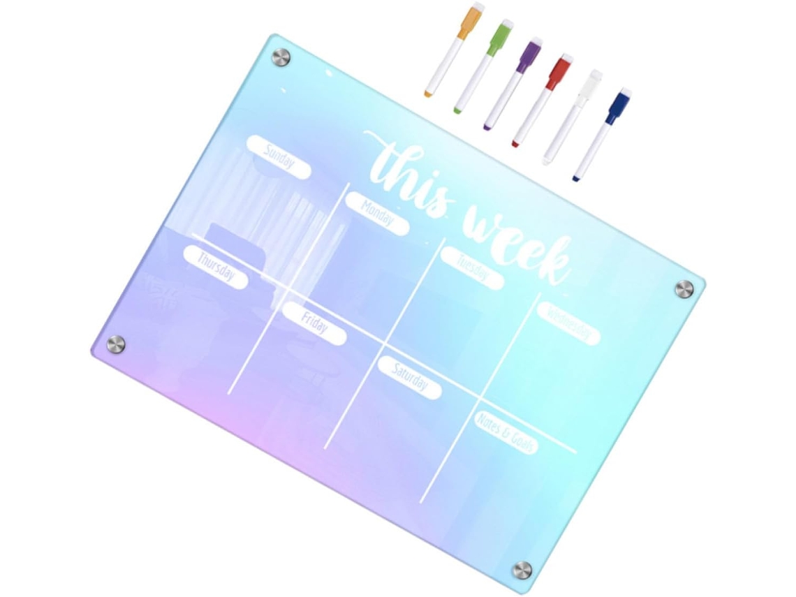 Tableau De Planification Hebdomadaire Sans Résidu Magnétique En Acrylique , Effaçable À Sec