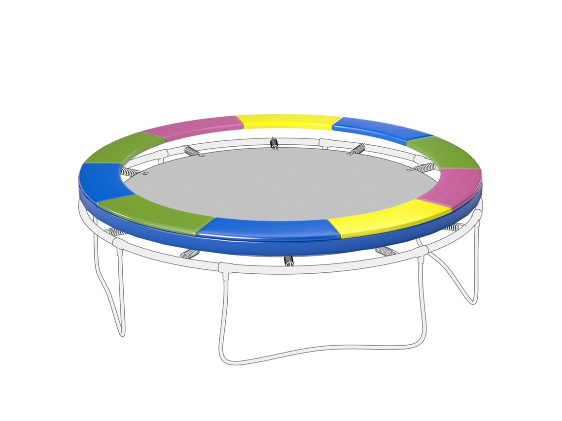 Proteção De Trampolim De 305cm Com Corda Elástica À Prova De Intempéries E Raios Uv. Multicolor