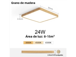 Luminária de Teto Led Ultrafina de 2,4 Cm com Design Que Imita Madeira. MDUG (cor Madeira Clara Natural 24w)