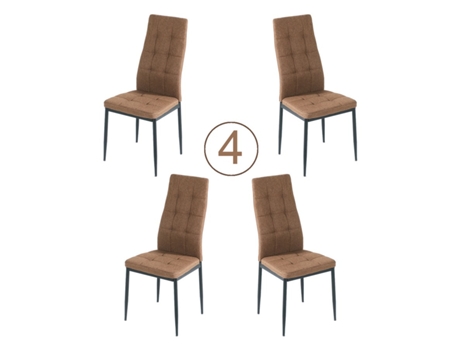 WEHOME Conjunto de 4 Cadeiras Milano Design em Tecido Avelã