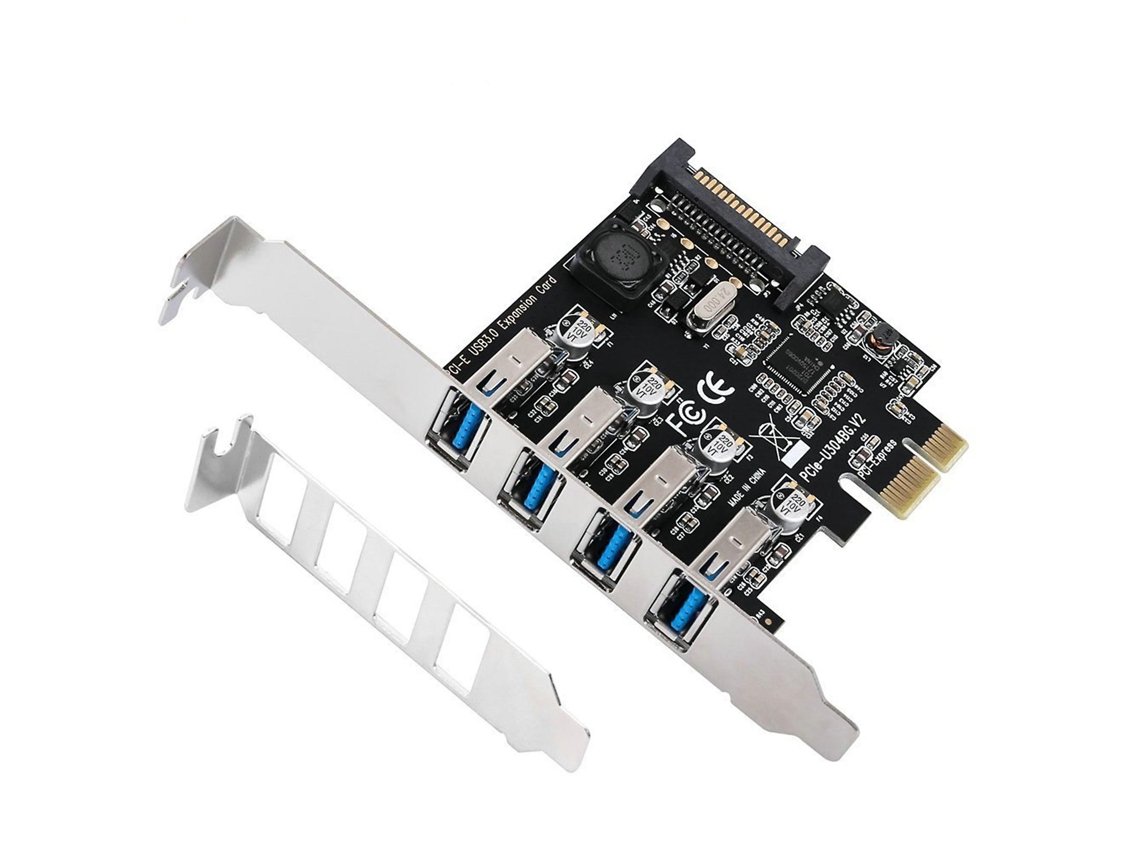 Adaptador Pci-e De 4 Portas Para Placa De Expansão Usb 3.0 Com Conector De Alimentação De 15 Pinos