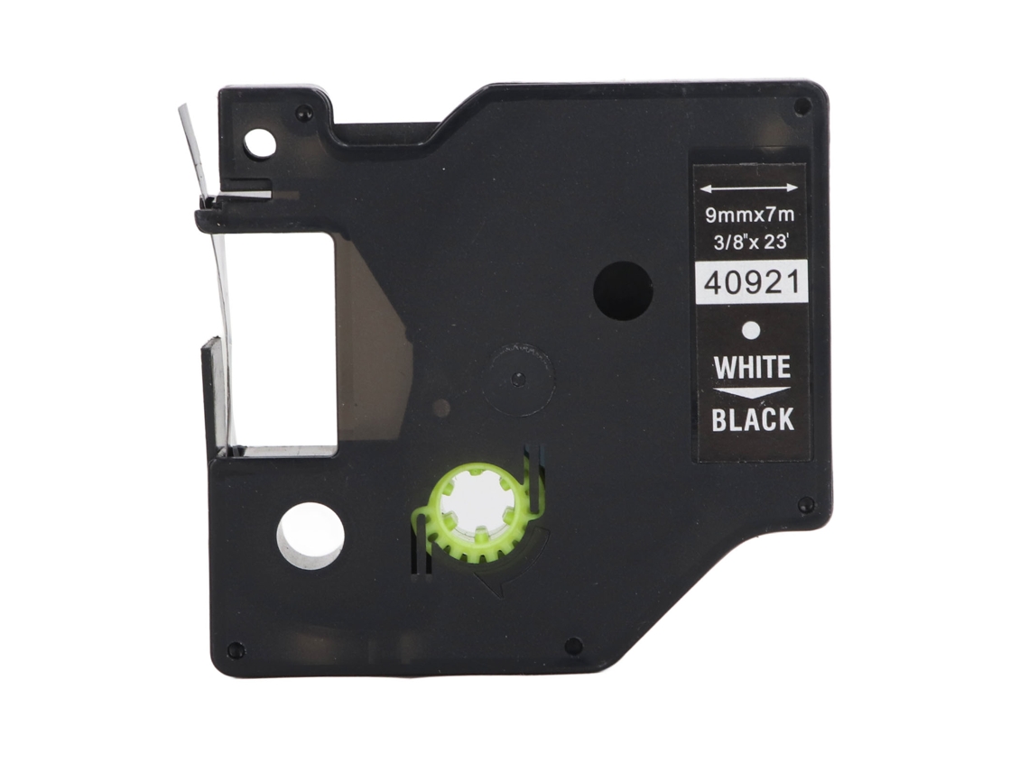 Cinta para Etiquetadora de 9mm de Ancho Y 23 Pies de Largo, Impermeable Y Resistente Al Aceite para Dymo160, Dymo210d, Dymopnp, Blanco Sobre Negro