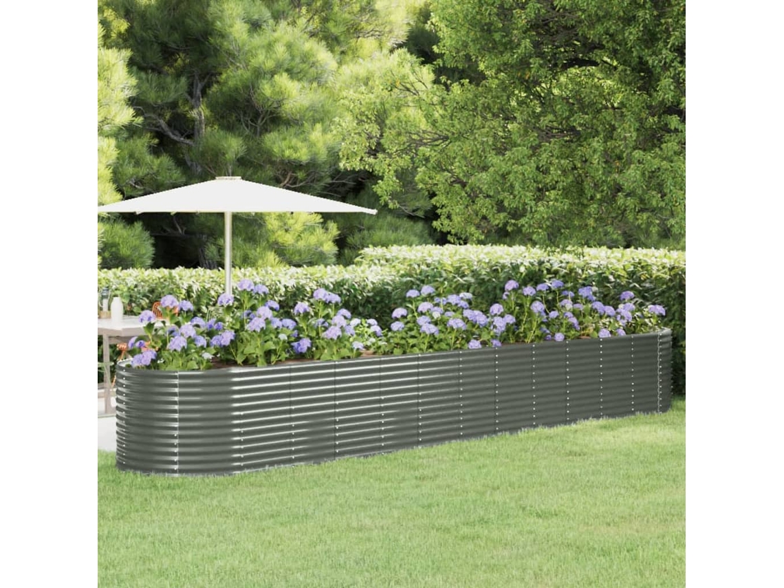Vidaxl Canteiro Elevado Jardim 507x100x68 Aço Revestido A Pó Cinzento
