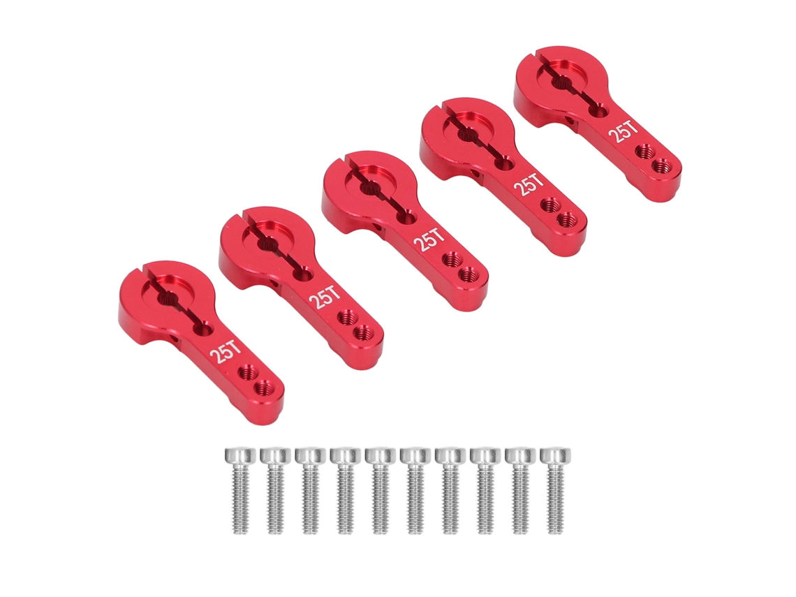 Mali 5 Peças Bicos de Servo de Alumínio 25t Rosca M3 Braço de Direção Metal 35mm para Carro Caminhão Avião Rc Vermelho