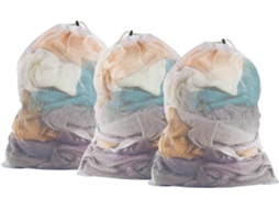 Sacos de lavanderia em malha resistente com 3 unidades BRILVIBERA