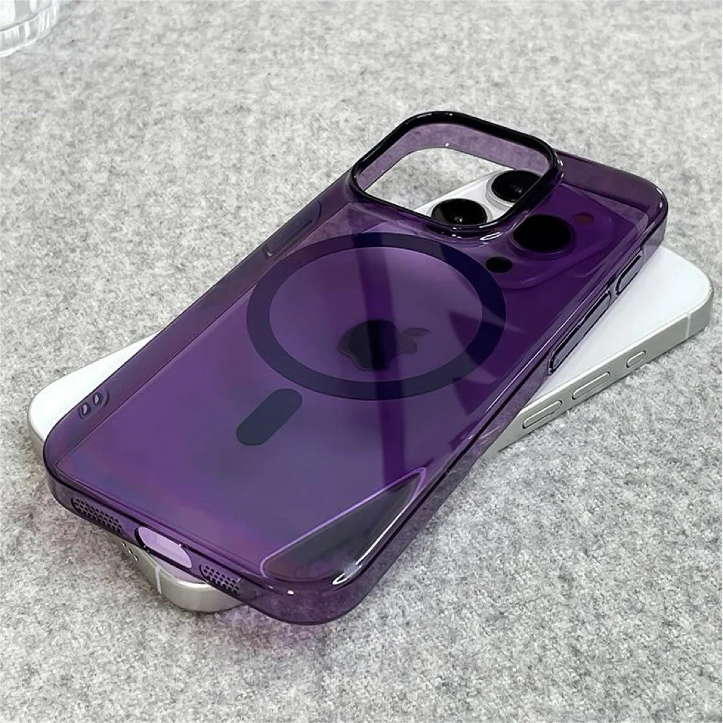 Capa Protetora Magnética Transparente Ultrafina (para Iphone 12 Pro Roxo), Em Policarbonato Brilhante.