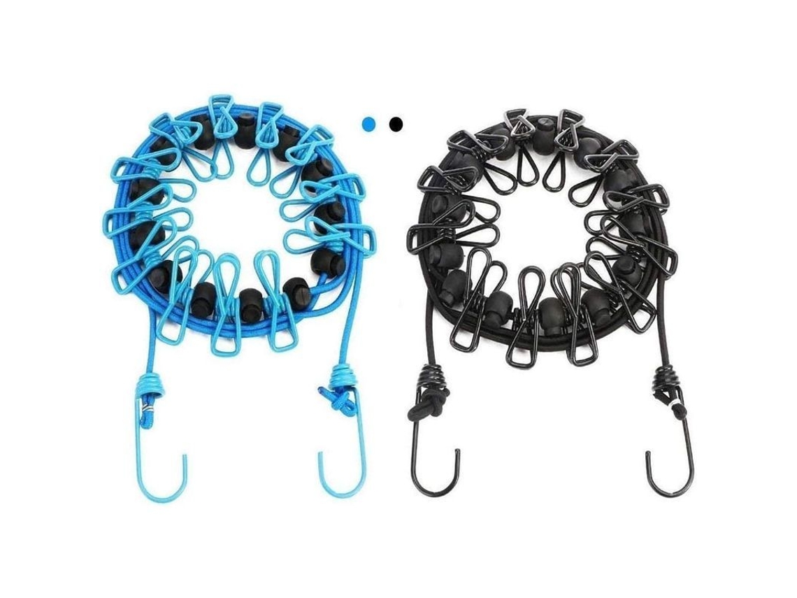 2 Pack Secador De Ropa Portátil Com Pinças Grade Extensível Interior Exterior Viagem Camping