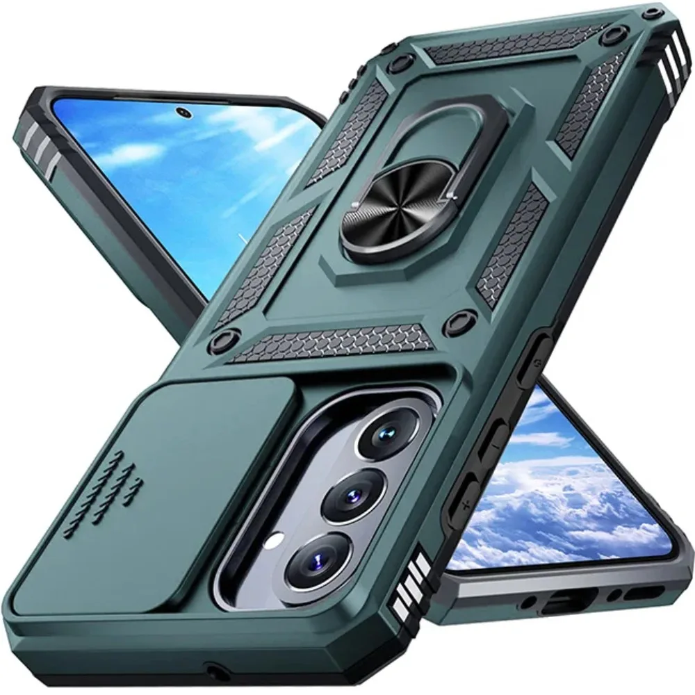 (verde, Galaxy S24) Capa Resistente À Prova De Quedas Com Anel Magnético E Suporte Veicular