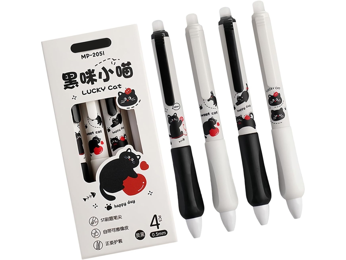 Conjunto De 4 Canetas Retráteis De Tinta Gel Com Pega Triangular - Ponta De 0,5 Mm - Secagem Rápida