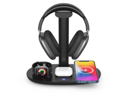 Suporte Carregador Ydcy Wxcd-221028-8Fm Qi/Iphone/Airpods/Iwatch 15W Preto