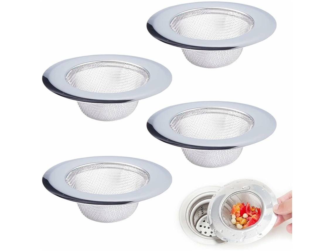 Conjunto De 4 Filtros De Aço Inoxidável Para Ralo, Filtro Anti-entupimento Para Pia De Cozinha, Banheira E Chuveiro, 11,3