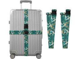 Conjunto De 2 Cintas Bagagem Personalizáveis Com Fivelas Para Malas, Nas Cores Mármore, Verde E Dourado
