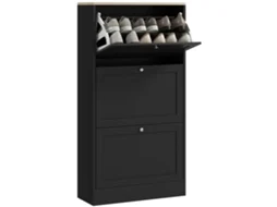 Móvel Sapateira Melamina de Madeira Cor Preto 60x23,5x115 cm Homcom